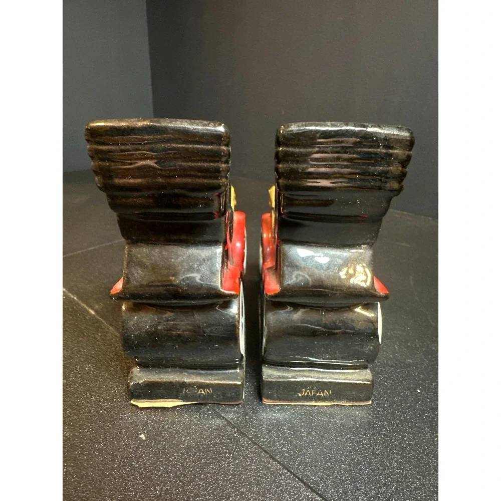 Vintage Japan Ford 1901 Ceramic Car Bookends Black Red White 4
